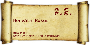 Horváth Rókus névjegykártya